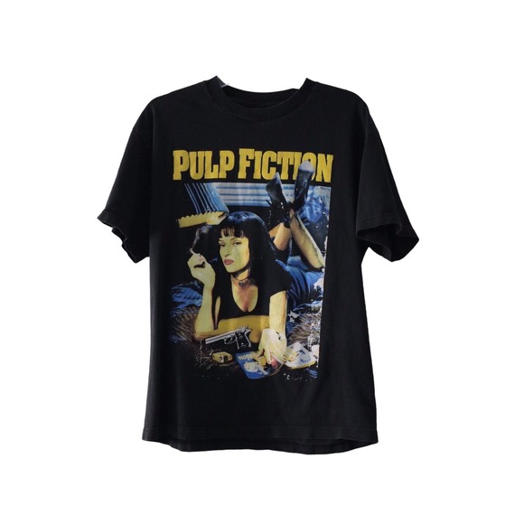 VINTAGE Pulp Fiction Men's T Shirt Sz L Uma Thurman Crime Movie Fan Classic 1994 - Picture 1 of 6